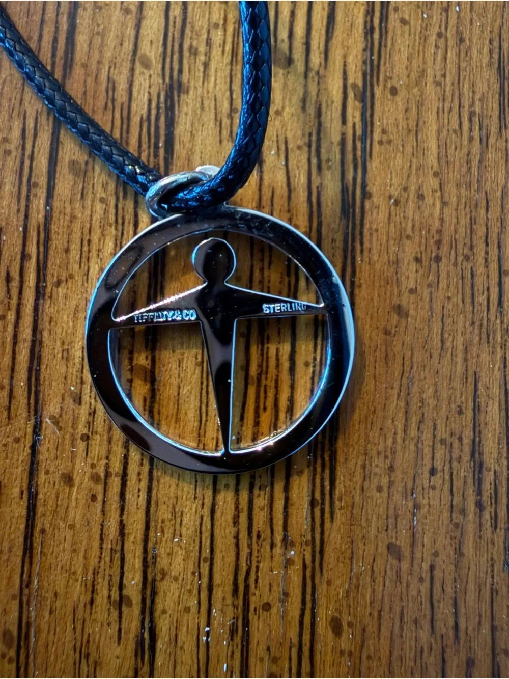 Tiffany & Co Manpower 925 Sterling Silver Pendant Necklace. Pendant measures 3/4
